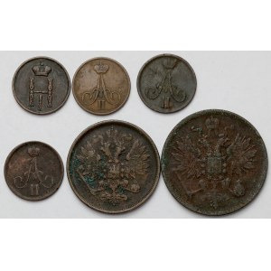 Mennica Warszawa - od Dienieżki do 3 kopiejek 1852-1863 - zestaw (6szt)