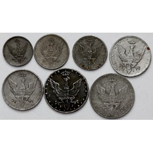 Królestwo Polskie, 1 - 20 fenigów 1917-1918 - zestaw (7szt)