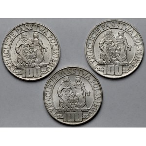 100 złotych 1966 Mieszko i Dąbrówka - zestaw (3szt)