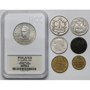 Monety polskie 1793-1983 - zestaw (7szt)