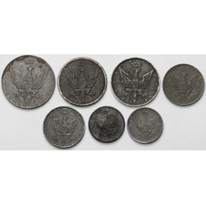 Królestwo Polskie, 1 - 20 fenigów 1917-1918 - zestaw (7szt)