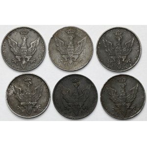Królestwo Polskie, 20 fenigów 1917-1918 - zestaw (6szt)