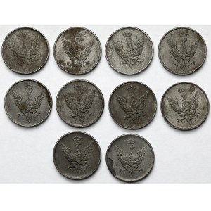 Królestwo Polskie, 1 fenig 1918 - w tym RZADKA - pakiet (10szt)