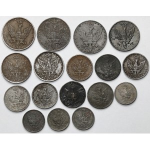 Królestwo Polskie, 1 - 20 fenigów 1917-1918 - zestaw (17szt)