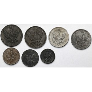 Królestwo Polskie, 1 - 20 fenigów 1917-1918 - zestaw (7szt)