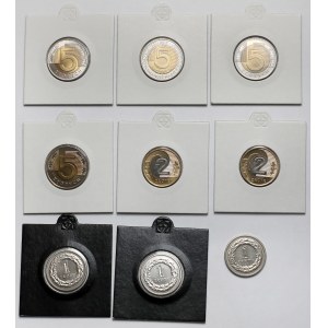 1 - 5 złotych 1990-2018 - zestaw (9szt)