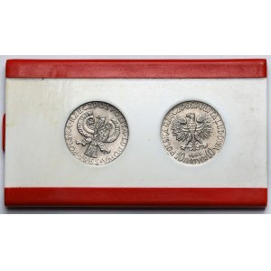 Próby CuNi 10 złotych 1965 Warszawa - w etui - zestaw (2szt)