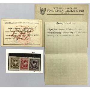 II RP, Pamiątki legionowe - w tym Tymczasowa Legitymacja ZLP - zestaw