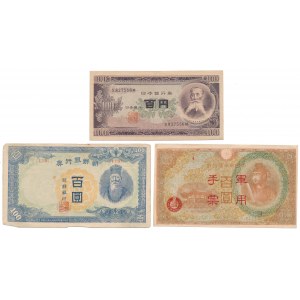 Japonia, Korea - zestaw banknotów (3szt)