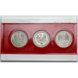 10 złotych 1964 Kazimierz Wielki - w tym próba - w etui - (3szt)