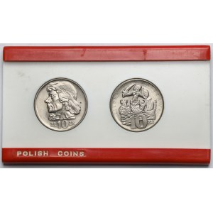 10 złotych 1965 Kościuszko i 1966 Warszawa - w etui - zestaw (2szt)