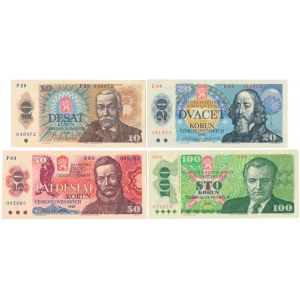 Czechosłowacja, 10 - 100 Korun 1986-1989 (4szt)