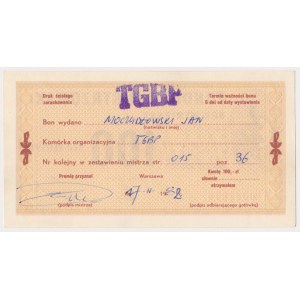 PWPW, Bon Funduszu Mistrzowskiego na 100 zł 1982 Jana Moczydłowskiego