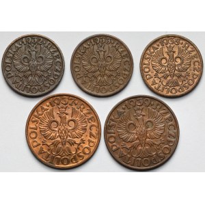 1 i 2 grosze 1932-1939 - zestaw (5szt)