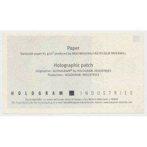 Hologram Industries, Test-printing with Hologram SPECIMEN 25