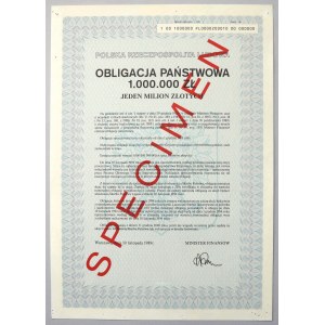 Obligacja Państwowa 1 mln zł 1989 - SPECIMEN