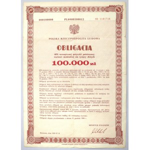 60% Wewnętrzna Poż. Państwowa, SPECIMEN Obligacji na 100.000 zł 1989
