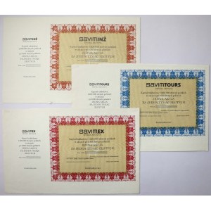 SAVIMEX, SAVIMINŻ i SAVIMTOURS, 1.000 zł 1989 - blankiety drukarskie (3szt)