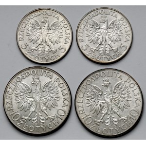 Głowa Kobiety 5-10 złotych 1932-1934 - zestaw (4szt)