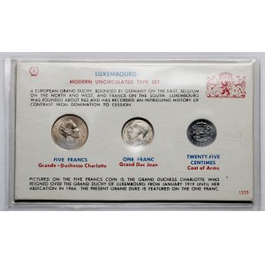 Luksemburg, 25 centymes i 1-5 franków 1962-1965 - zestaw (3szt)