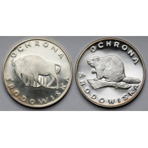 SREBRO 100 złotych 1977-1978 Żubr i Bóbr - zestaw (2szt)