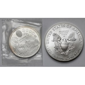 USA i Hiszpania, Dolar 2013 i 2000 ptas 1995 - zestaw (2szt)