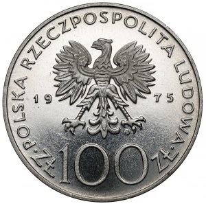 Próba NIKIEL 100 złotych 1975 Modrzejewska - duża głowa