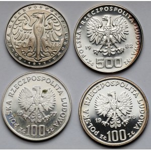 Próby SREBRO 50-500 złotych 1972-1982 - zestaw (4szt)