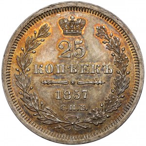 Rosja, Aleksander II, 25 kopiejek 1857, Petersburg