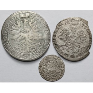 Śląsk, 1, 6 i 15 krajcarów 1683-1715 - zestaw (3szt)