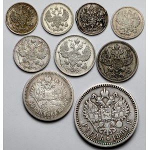 Rosja, od 10 kopiejek do 1 rubla 1895-1916 - zestaw (9szt)
