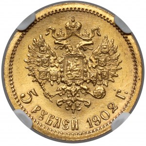Rosja, Mikołaj II, 5 rubli 1902 AP, Petersburg