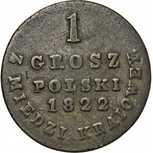 1 grosz polski z miedzi kraiowey, 1822, odbitka rewersu w negatywie