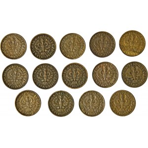 zestaw 14. monet jednogroszowych, 1923-1939