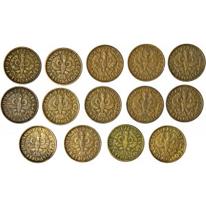 zestaw 14. monet dwugroszowych, 1923-1939