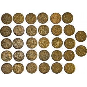 zestaw 32. monet pięciogroszowych, 1923-1939