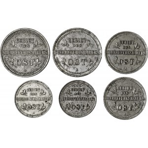 zestaw sześciu monet z 1916 roku