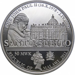 50 kwacha, 2011, Błogosławiony Jan Paweł II