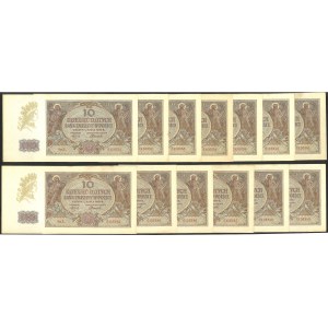 zestaw 13 banknotów o nominale 10 złotych, 1 marca 1940