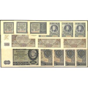 zestaw 14 banknotów, 1940-1941