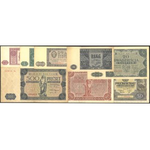 Zestaw 8 banknotów, 1946-1948