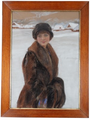 Teodor Axentowicz (1859 Braszów/Rumunia - 1938 Kraków), Portret damy w futrze