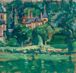 Nathan Grunsweigh (1883 Kraków - 1956 Paryż), Pejzaż z zabudowaniami