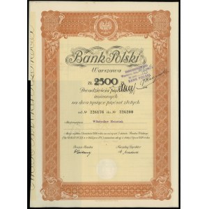 Polska, 25 akcji po 100 złotych = 2.500 złotych, 1.04.1934, Warszawa