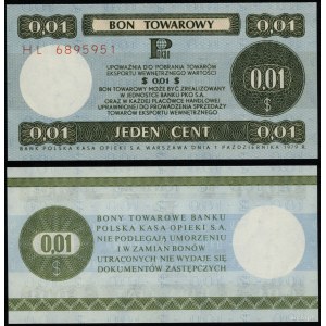 Polska, bon na 1 cent (0.01 dolara), 1.10.1979