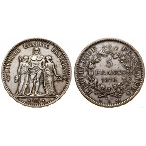 Francja, 5 franków, 1876 A, Paryż