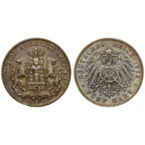 Niemcy, 5 marek, 1902 J, Hamburg