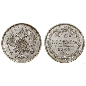Rosja, 10 kopiejek, 1861 СПБ, Paryż lub Strasburg