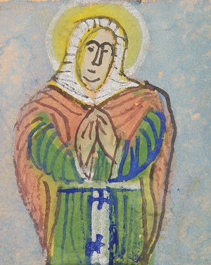 Nikifor KRYNICKI (1895-1968), Para portretów Świętych -Jezus? i Maria?