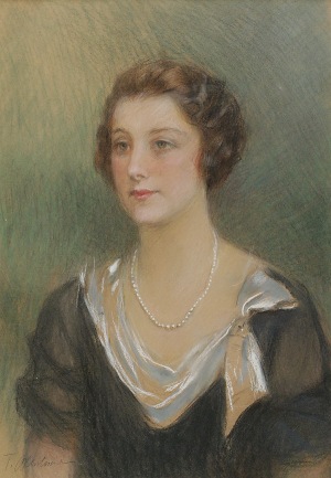 Teodor  AXENTOWICZ (1859-1938), Portret młodej kobiety z perłowym naszyjnikiem